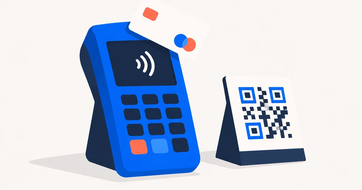 Платёжный терминал с картой и подставка с QR-кодом